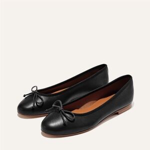 Margaux Black Leather Flats